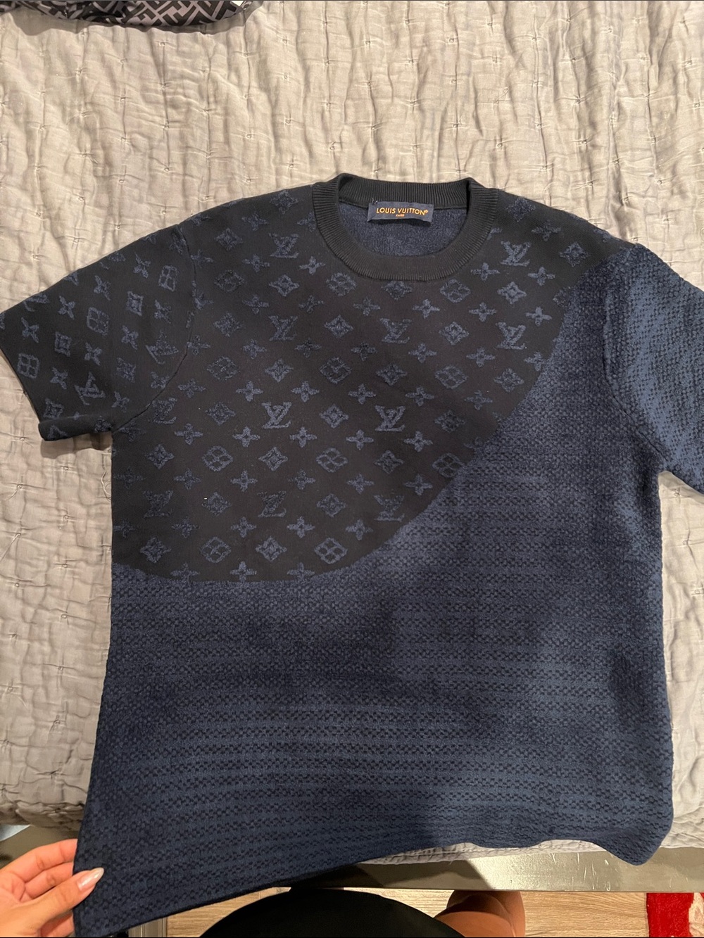 Louis Vuitton Men's Two-Tone Navy Monogram Crewneck Sweater